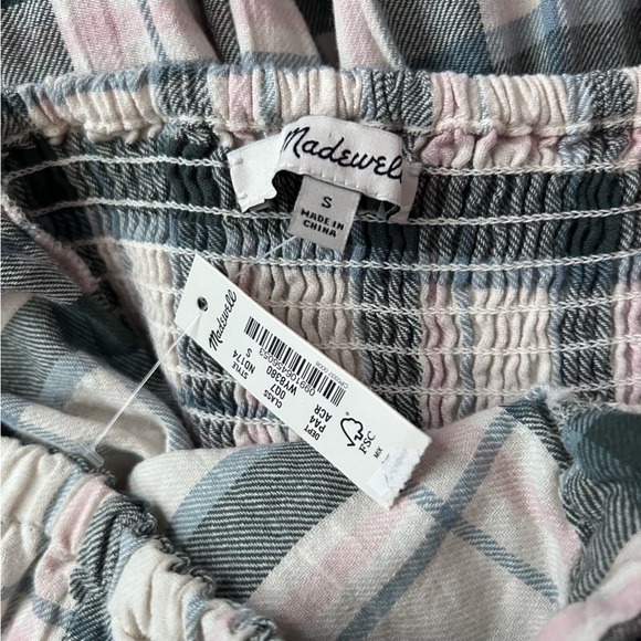Madewell Elbow-Sleeve Smocked Mini Dress in Lebaum Plaid Sz S - Picture 10 of 10